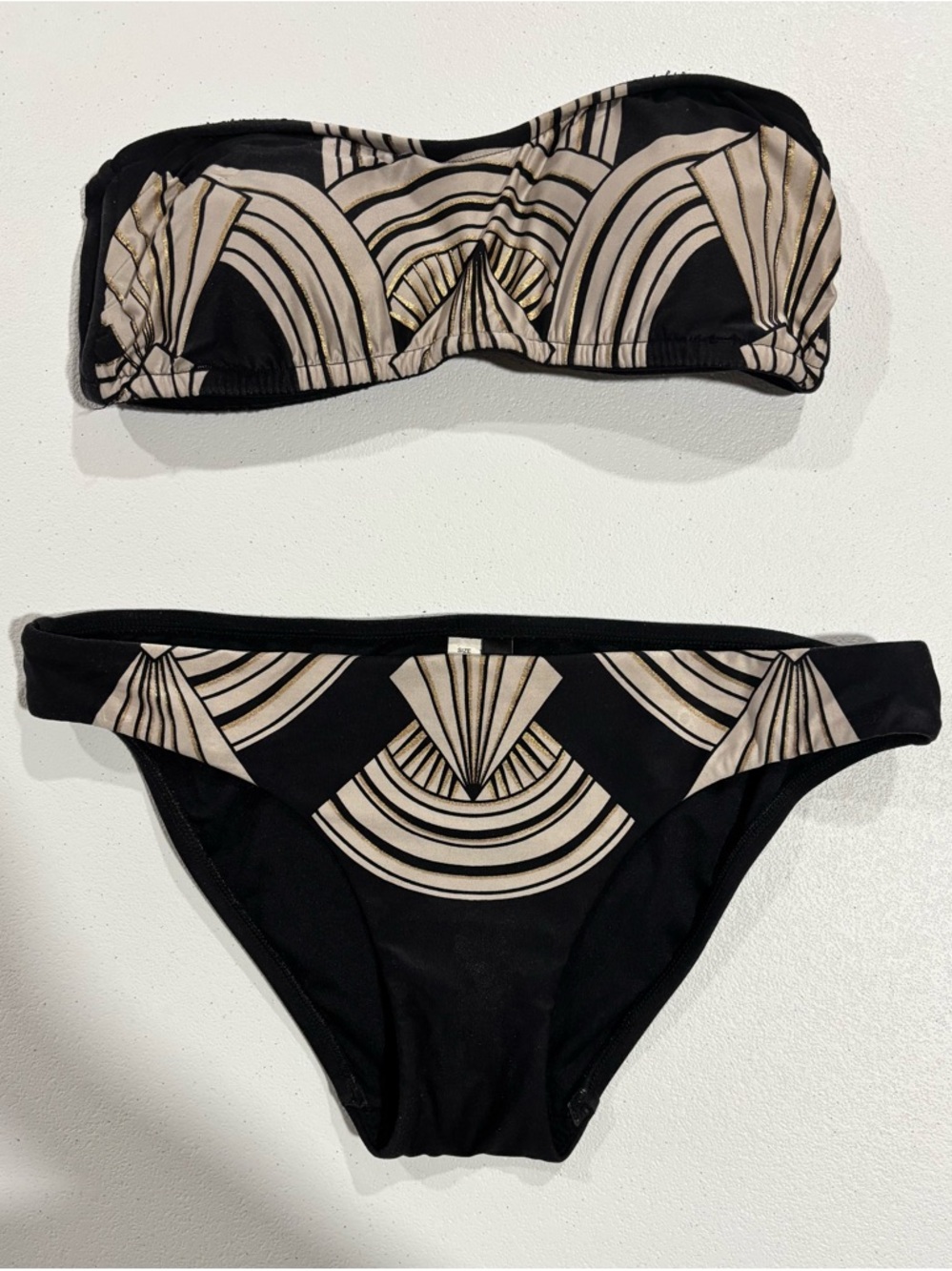 Seafolly Black empire Bandeau Swimsuit with Cream Trim